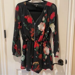 Express Black Floral Romper Size XS